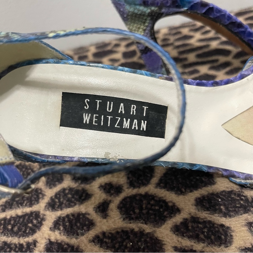 Stuart Weitzman Stencil Python Heels Blue Purple … - image 7